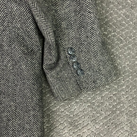 Lands End Herringbone Tweed Blazer Mens 40R Fits Short Gray Lambs Wool - Picture 5 of 15